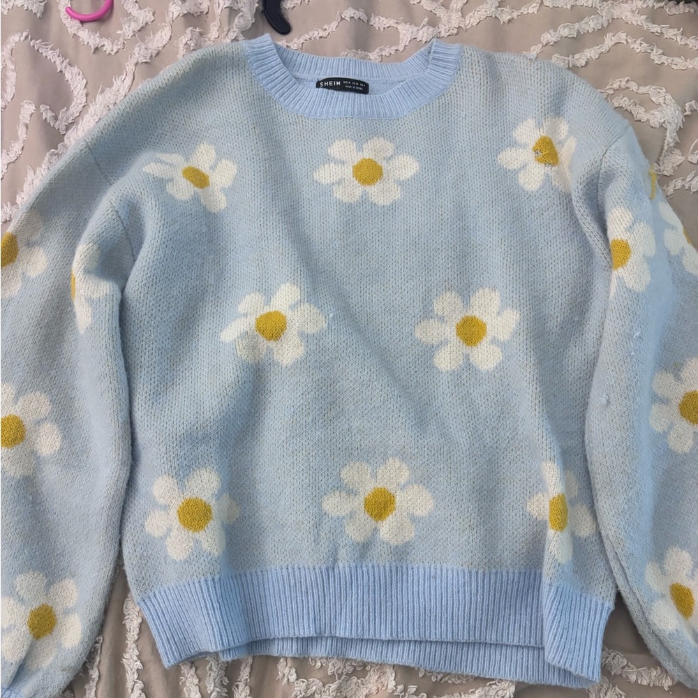 Light blue flower sweater from SHEIN